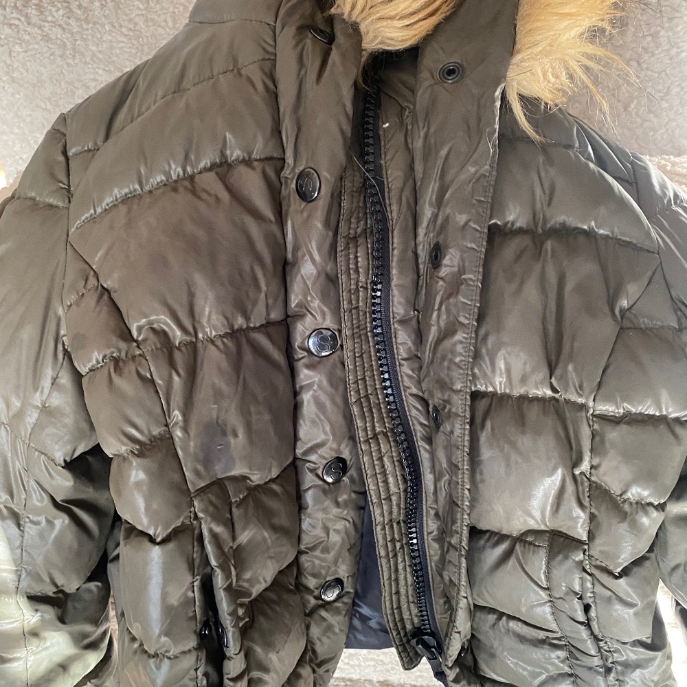 S13 New York Puffer Jacket Army green with faux fur hood